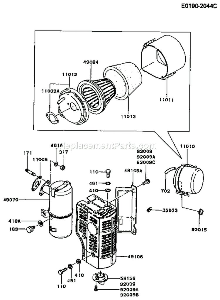 Page A Diagram and Parts List for FG300D FS01 Kawasaki Engine