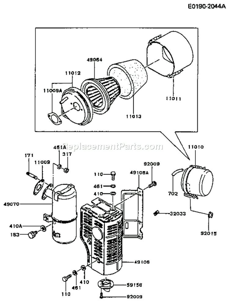 Page A Diagram and Parts List for FG300D FS02 Kawasaki Engine