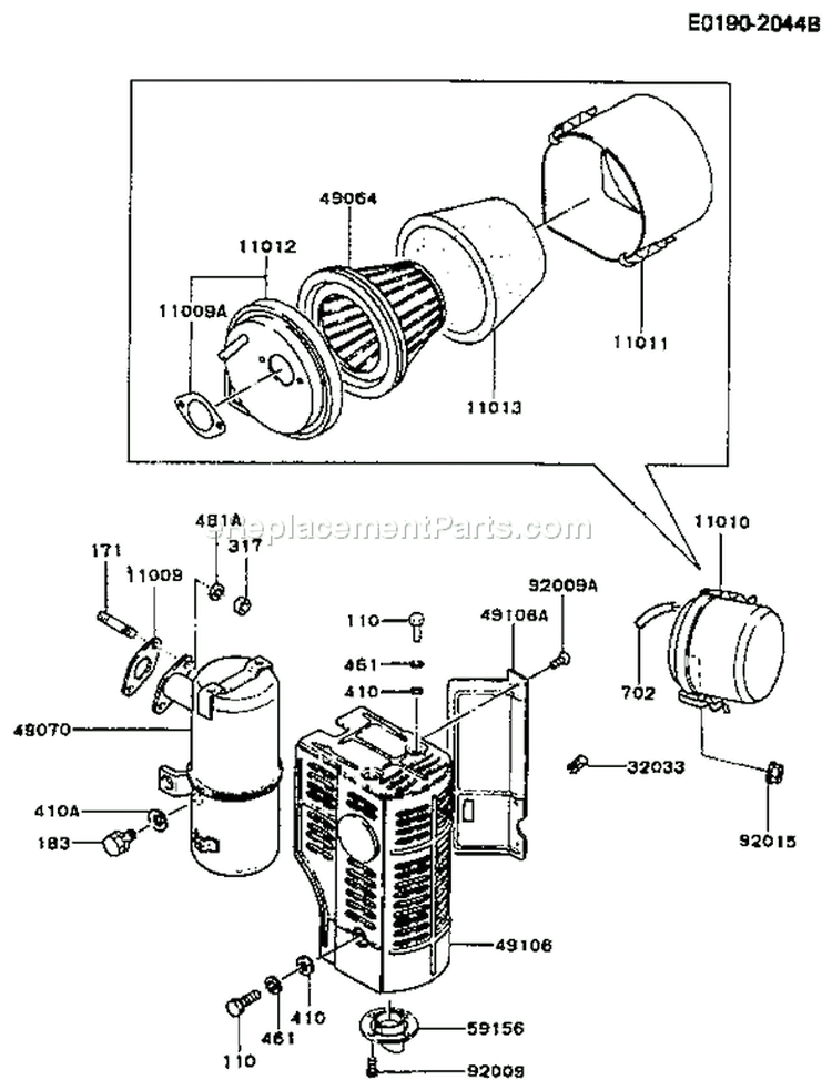 Page A Diagram and Parts List for FG300D HS00 Kawasaki Engine