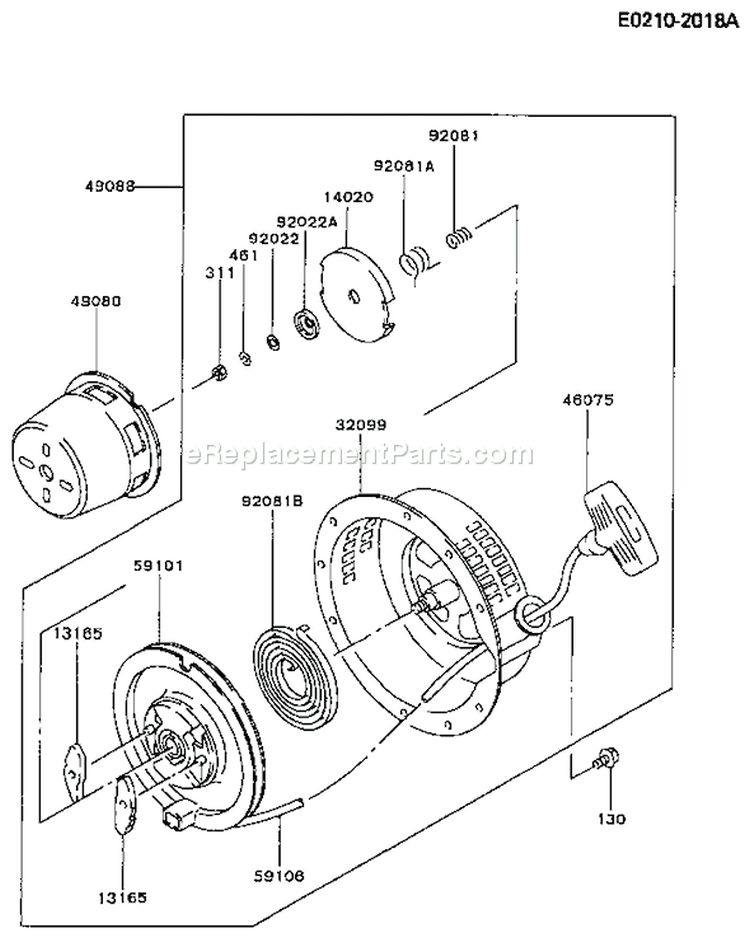 Page K Diagram and Parts List for FG300D HS00 Kawasaki Engine