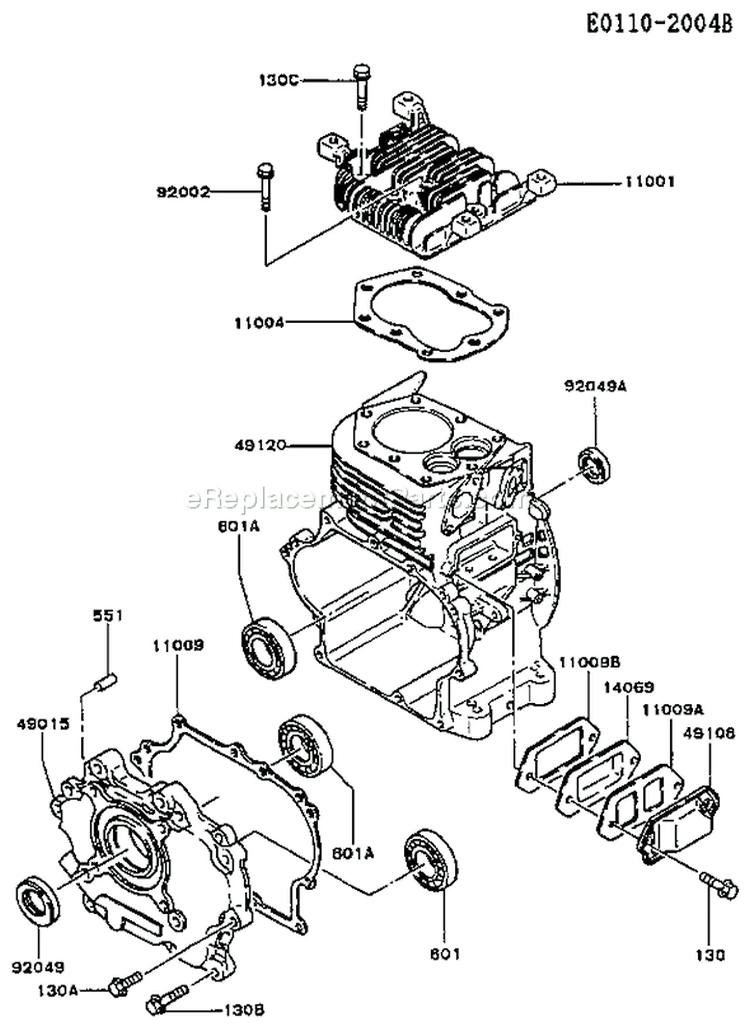 Page E Diagram and Parts List for FG300D HS00 Kawasaki Engine