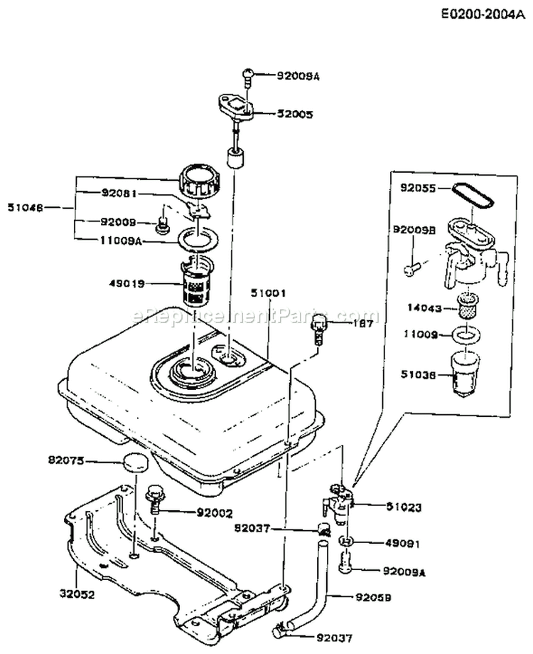 Page G Diagram and Parts List for FG300D HS00 Kawasaki Engine
