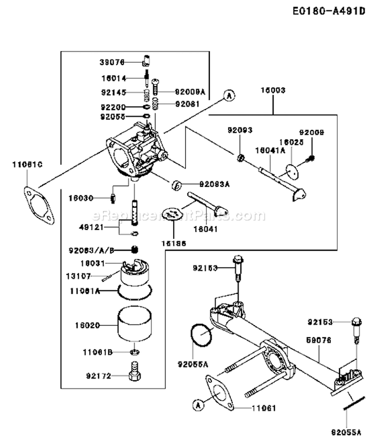 Page B Diagram and Parts List for FH381V AS25 Kawasaki Engine