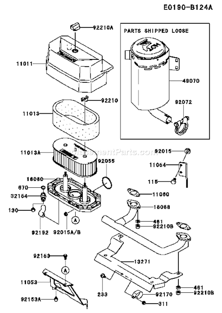 Page A Diagram and Parts List for FH381V AS30 Kawasaki Engine