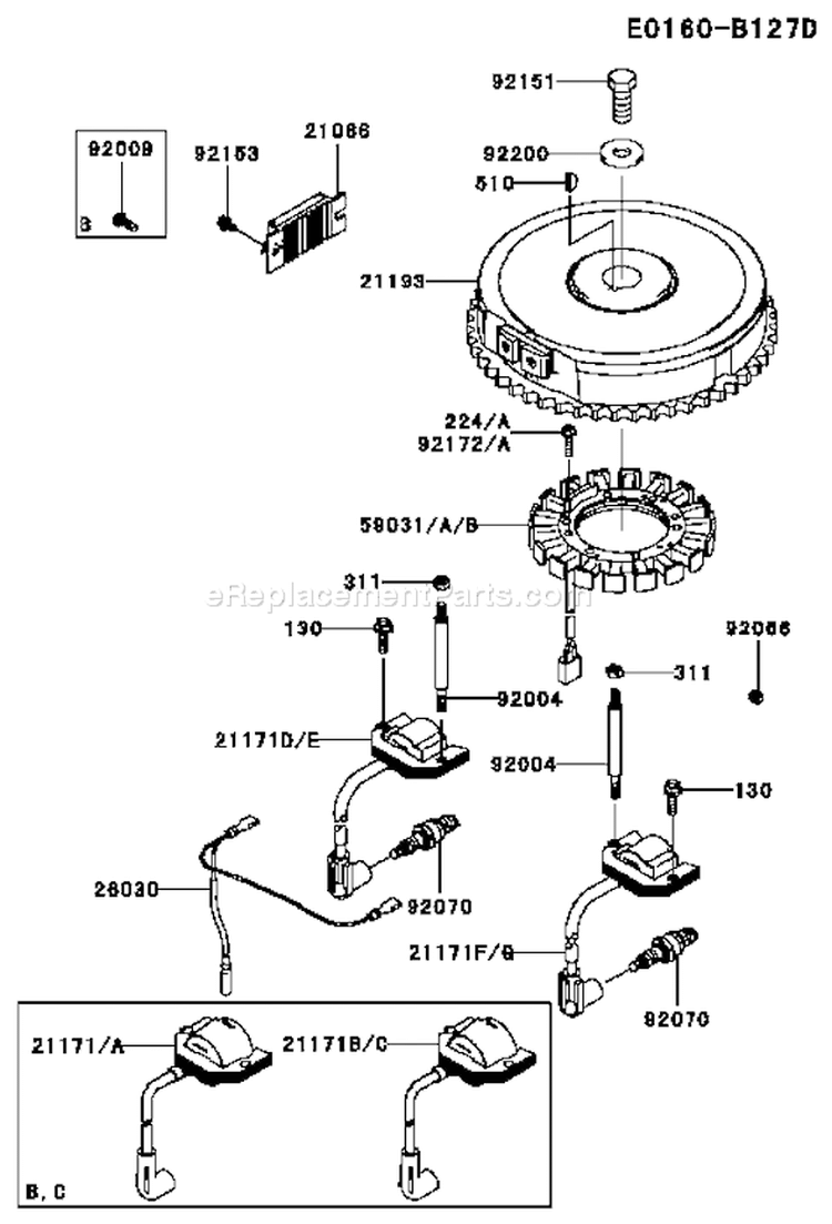 Page F Diagram and Parts List for FH381V BS01 Kawasaki Engine