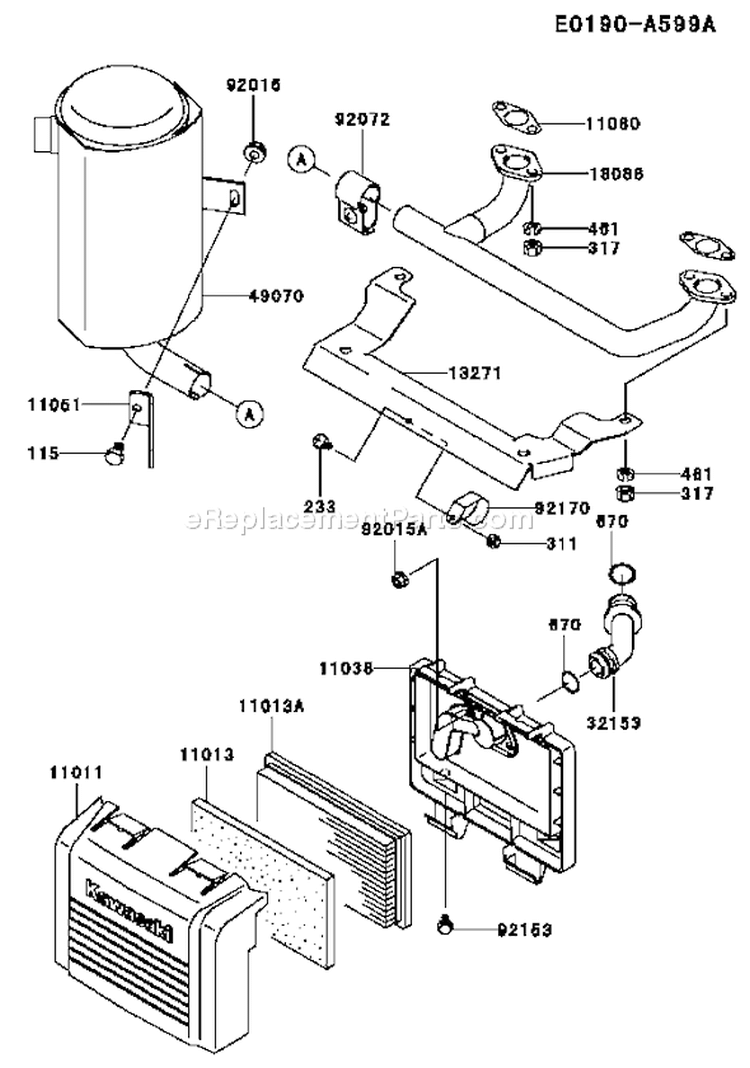 Page A Diagram and Parts List for FH381V BS07 Kawasaki Engine