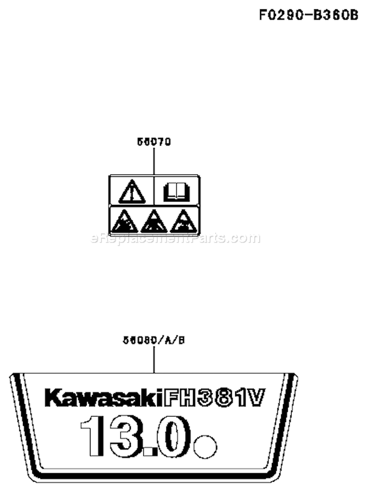 Page H Diagram and Parts List for FH381V BS51 Kawasaki Engine
