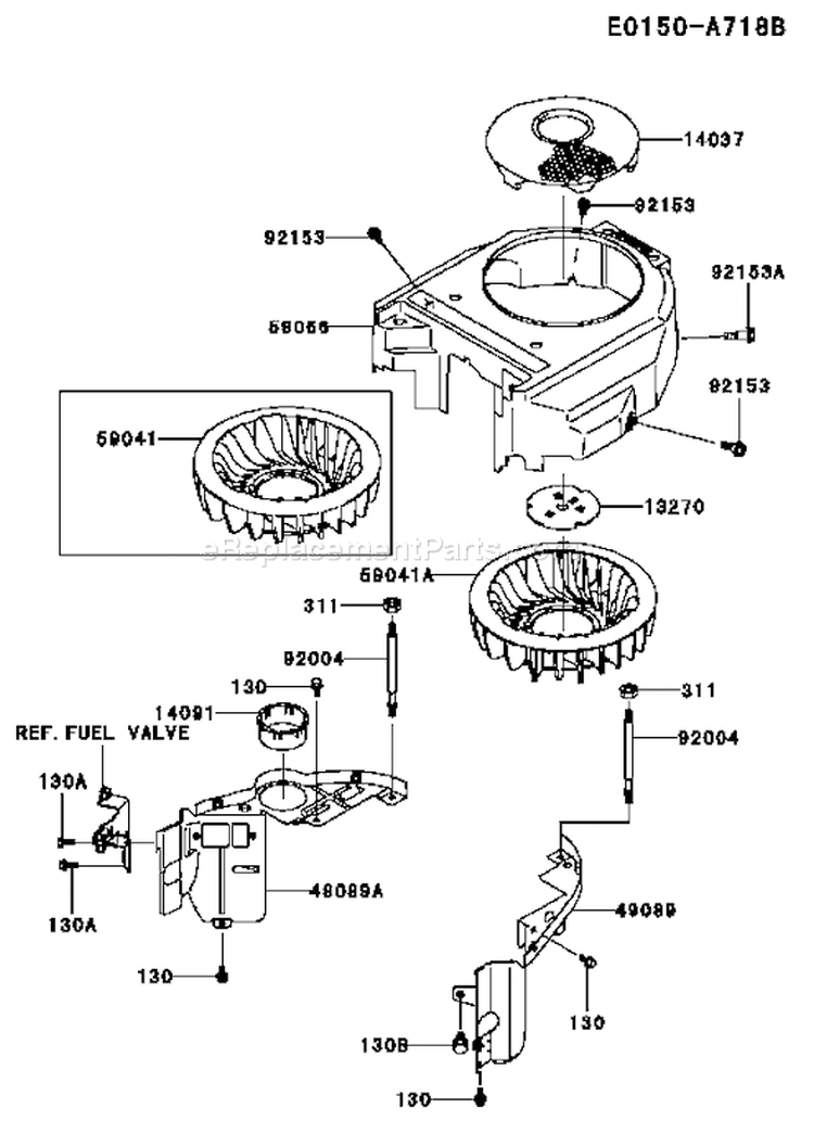Page D Diagram and Parts List for FH381V CS25 Kawasaki Engine
