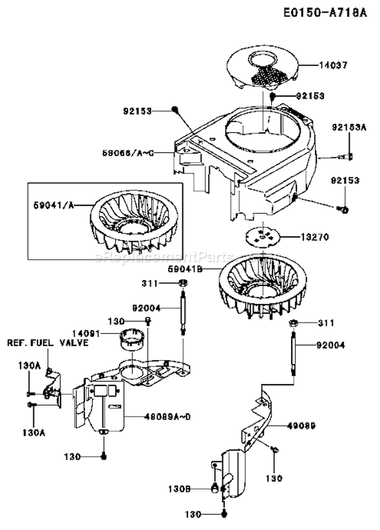Page D Diagram and Parts List for FH381V BS27 Kawasaki Engine
