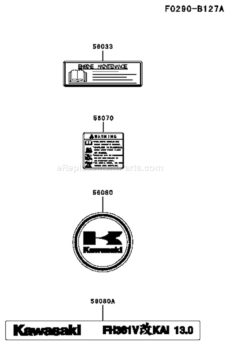 Page H Diagram and Parts List for FH381V BS27 Kawasaki Engine