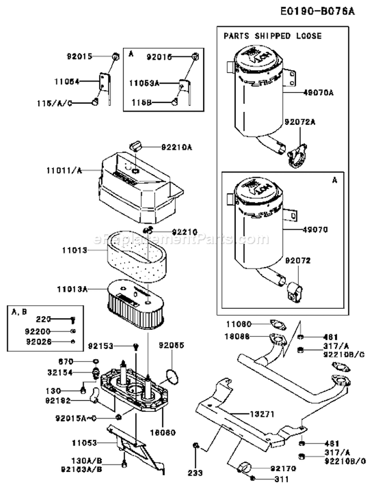 Page A Diagram and Parts List for FH381V BS28 Kawasaki Engine
