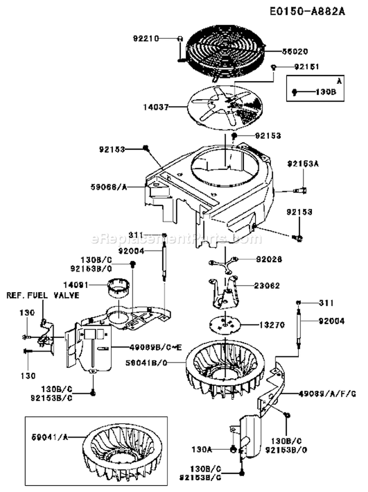 Page D Diagram and Parts List for FH381V BS28 Kawasaki Engine