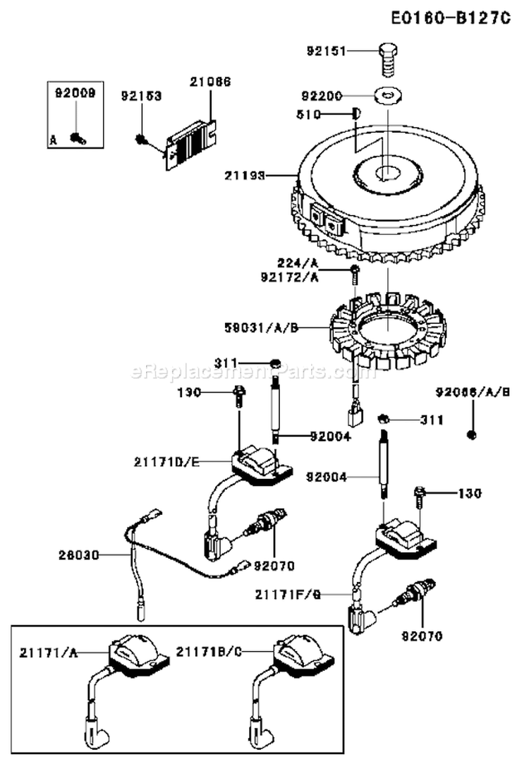 Page F Diagram and Parts List for FH381V BS28 Kawasaki Engine