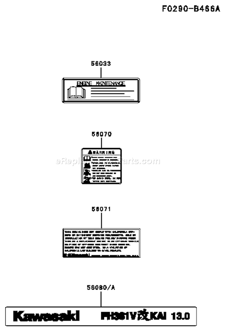 Page H Diagram and Parts List for FH381V BS28 Kawasaki Engine