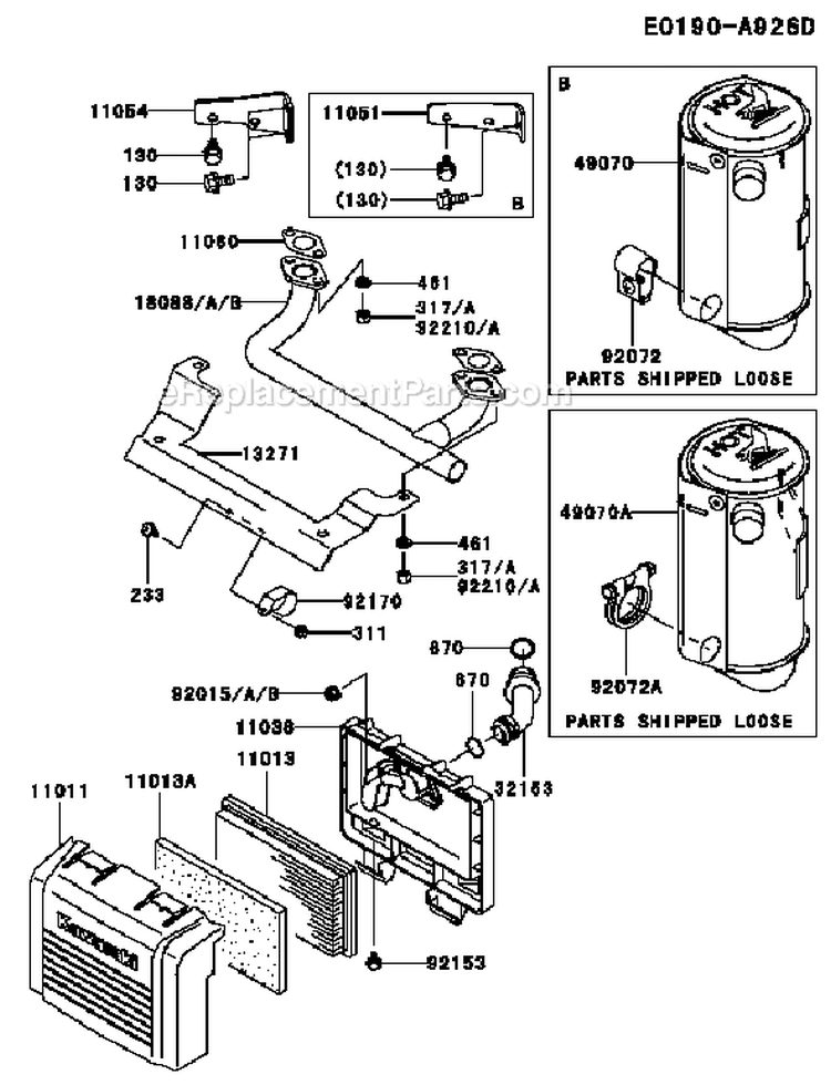 Page A Diagram and Parts List for FH381V DS01 Kawasaki Engine