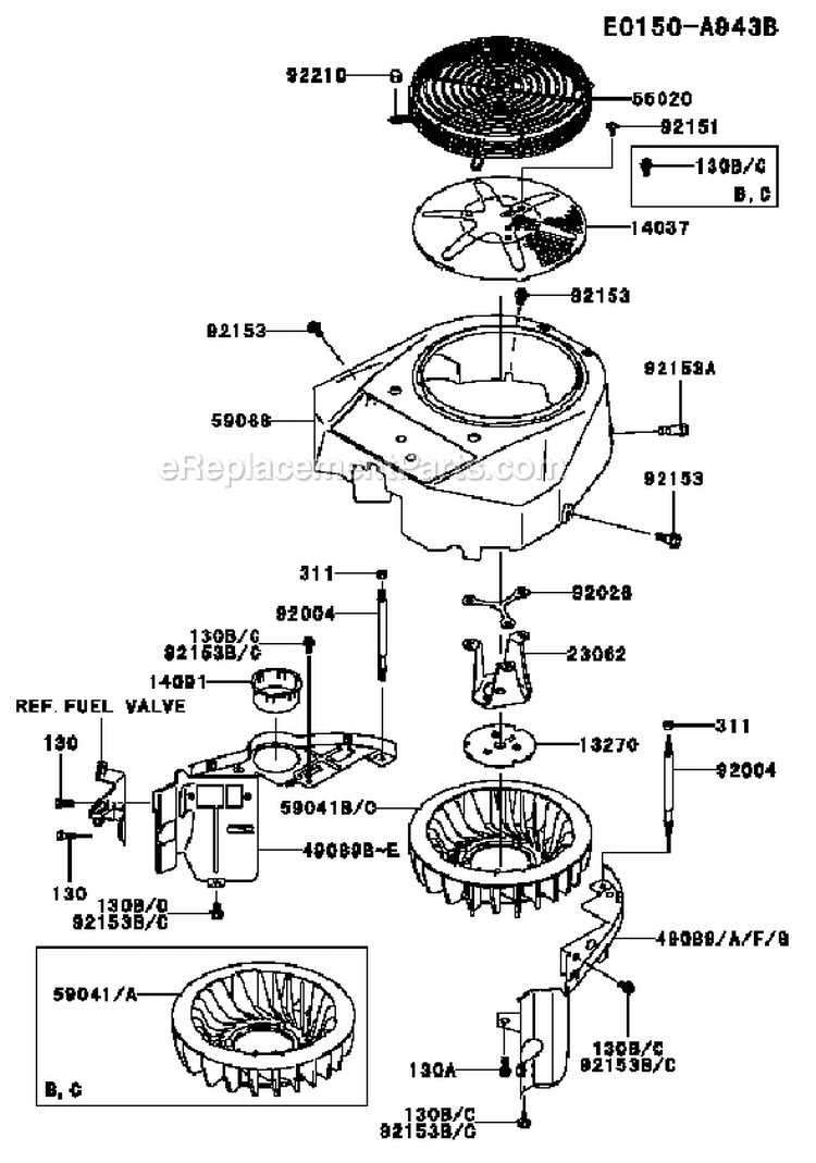 Page D Diagram and Parts List for FH381V DS01 Kawasaki Engine