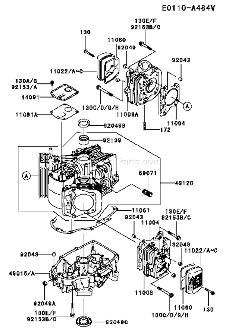 Page E Diagram and Parts List for FH381V BS01 Kawasaki Engine