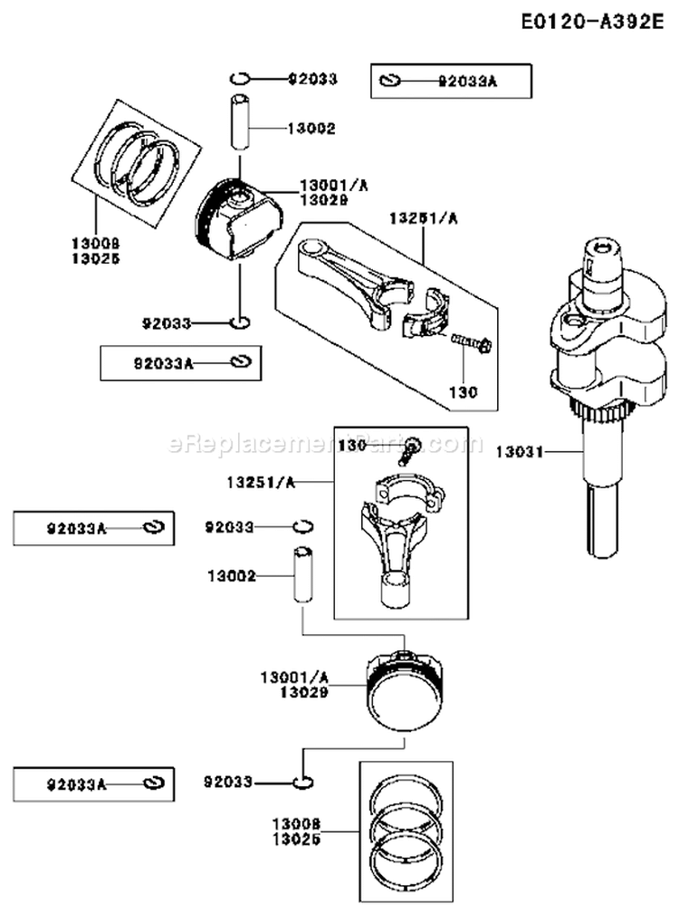 Page J Diagram and Parts List for FH381V BS03 Kawasaki Engine