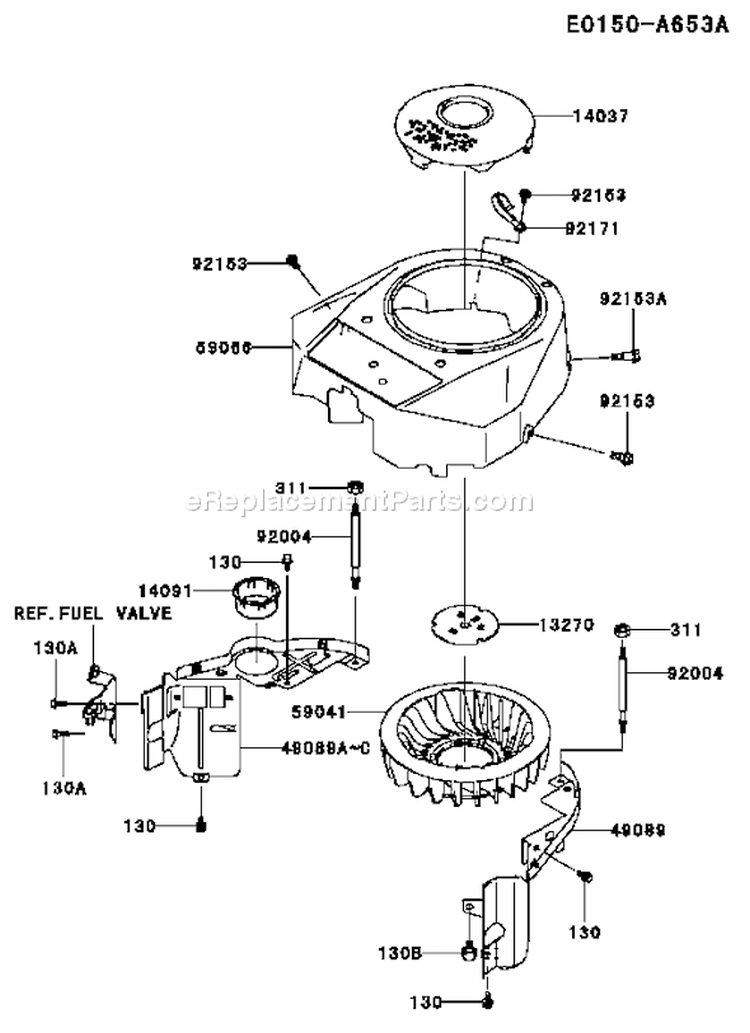 Page D Diagram and Parts List for FH381V CS04 Kawasaki Engine