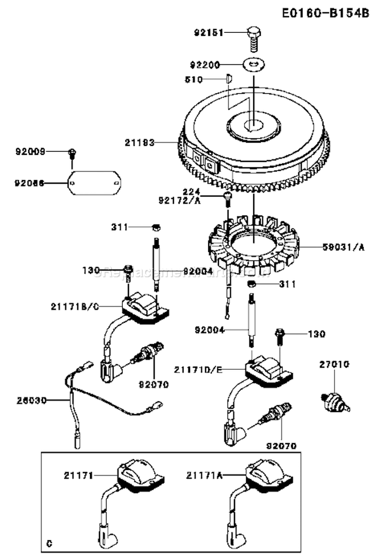 Page F Diagram and Parts List for FH381V DS10 Kawasaki Engine