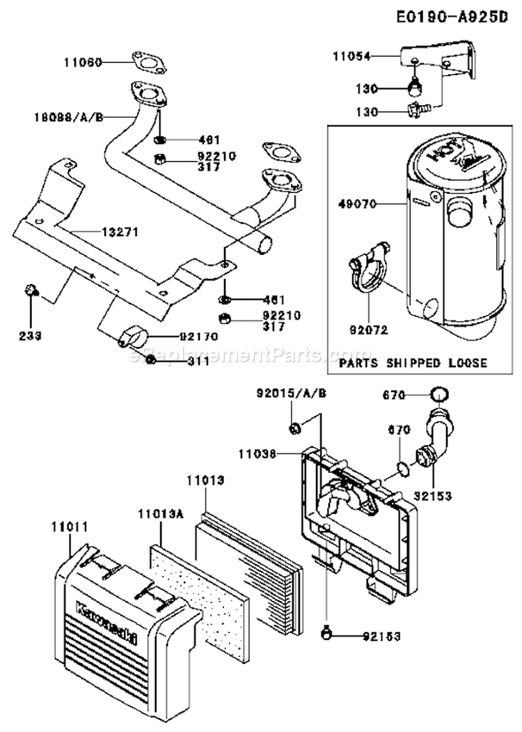 Page A Diagram and Parts List for FH381V DS12 Kawasaki Engine