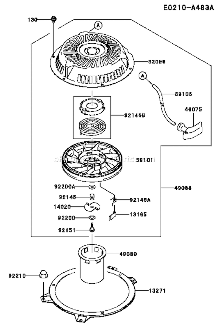 Page K Diagram and Parts List for FH381V DS12 Kawasaki Engine