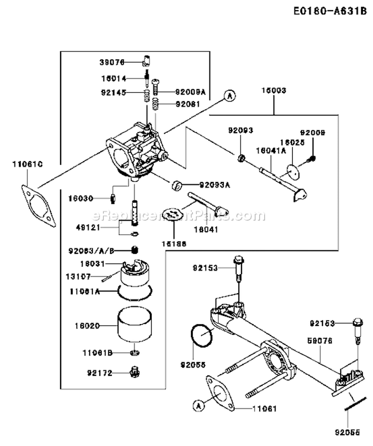Page B Diagram and Parts List for FH381V DS12 Kawasaki Engine