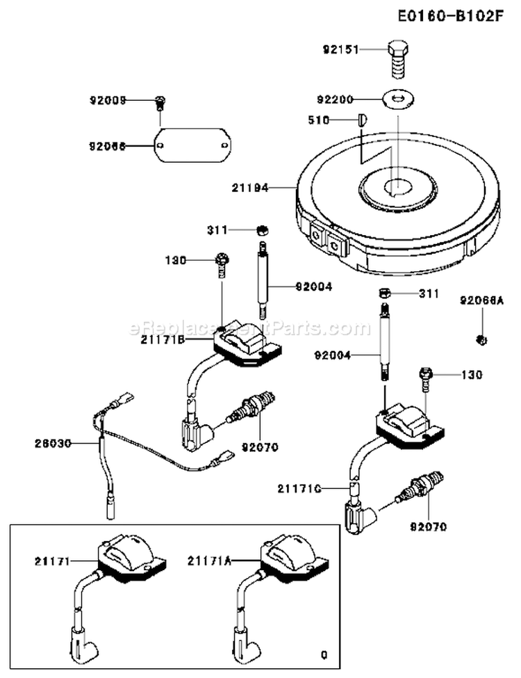 Page F Diagram and Parts List for FH381V DS12 Kawasaki Engine