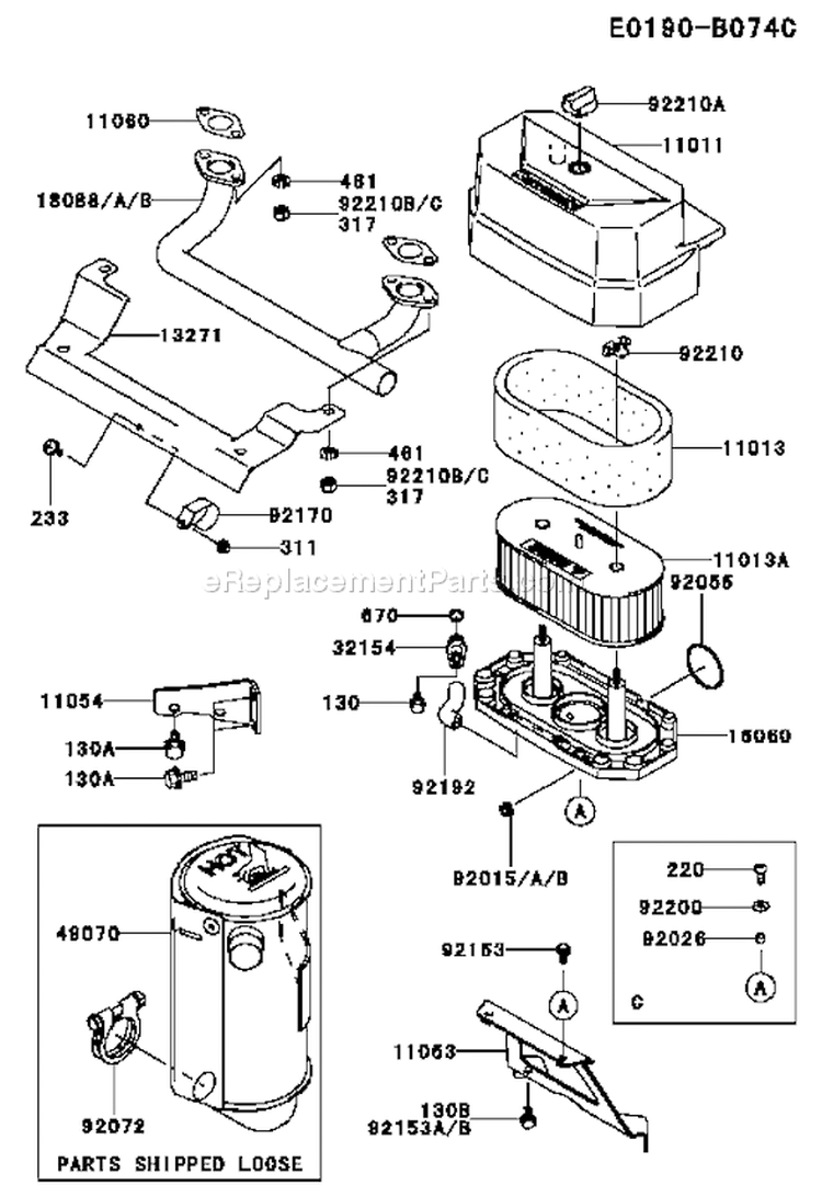 Page A Diagram and Parts List for FH381V DS21 Kawasaki Engine