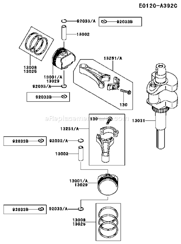 Page J Diagram and Parts List for FH381V DS21 Kawasaki Engine
