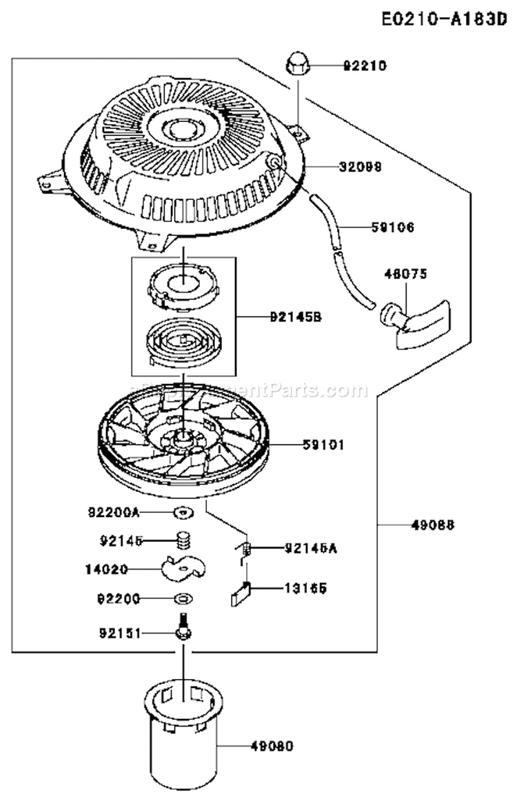 Page K Diagram and Parts List for FH381V DS23 Kawasaki Engine