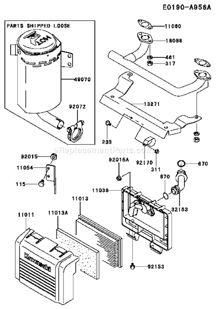 Page A Diagram and Parts List for FH381V ES07 Kawasaki Engine
