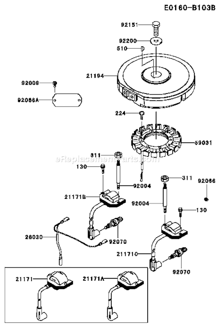 Page F Diagram and Parts List for FH381V ES07 Kawasaki Engine