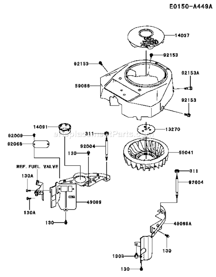 Page D Diagram and Parts List for FH430V AS03 Kawasaki Engine