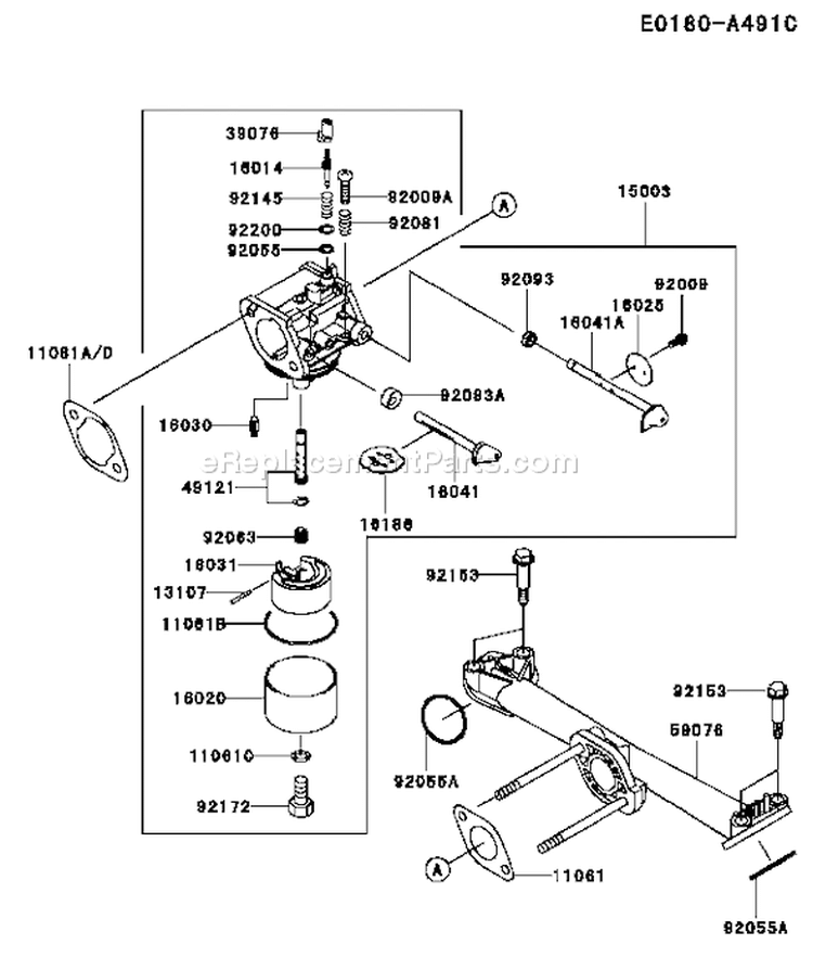 Page B Diagram and Parts List for FH430V AS07 Kawasaki Engine