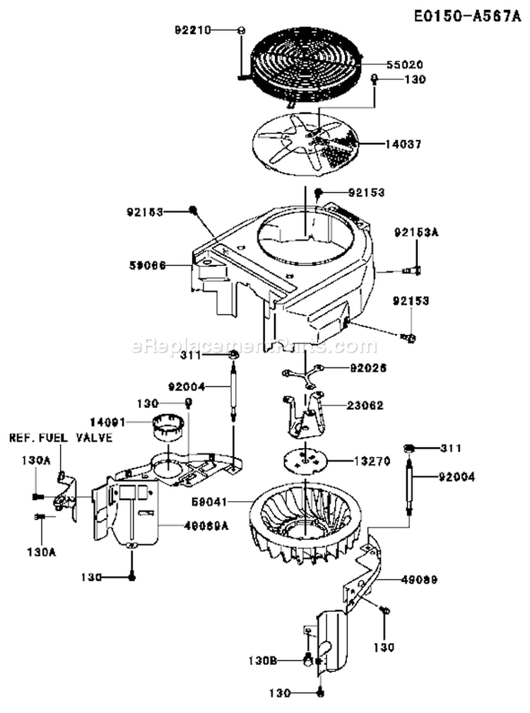 Page D Diagram and Parts List for FH430V AS20 Kawasaki Engine