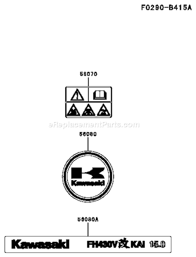 Page H Diagram and Parts List for FH430V AS39 Kawasaki Engine