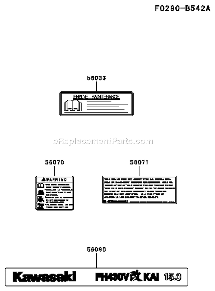 Page H Diagram and Parts List for FH430V AS41 Kawasaki Engine