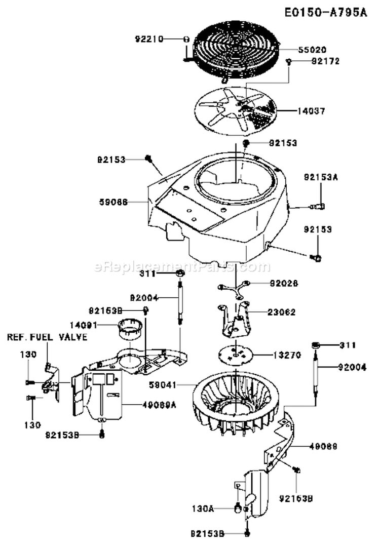 Page D Diagram and Parts List for FH430V AW00 Kawasaki Engine