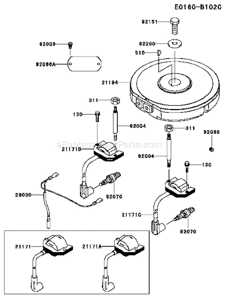 Page F Diagram and Parts List for FH430V BS08 Kawasaki Engine