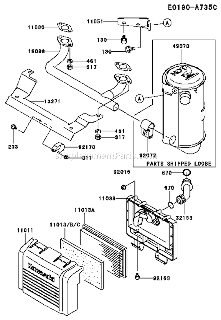 Page A Diagram and Parts List for FH430V BS10 Kawasaki Engine