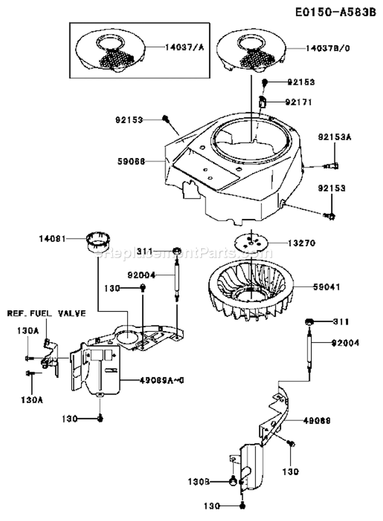 Page D Diagram and Parts List for FH430V BS10 Kawasaki Engine
