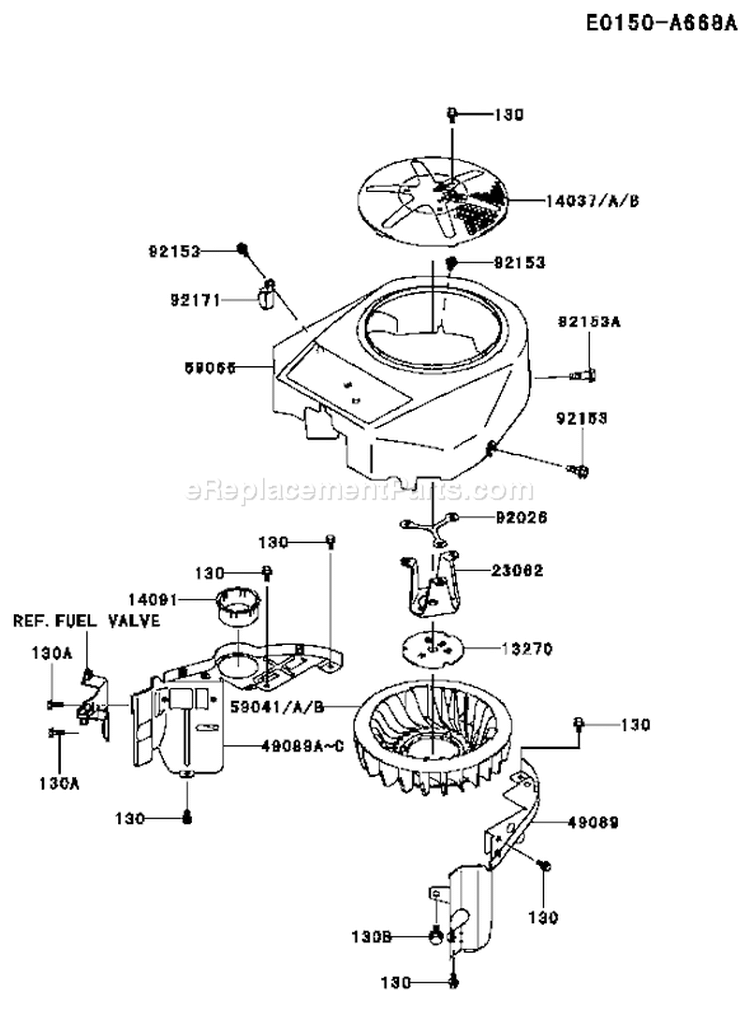 Page D Diagram and Parts List for FH430V AS11 Kawasaki Engine