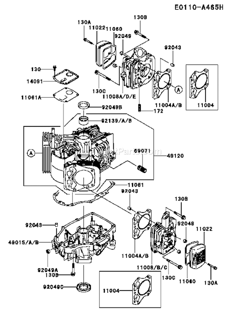 Page E Diagram and Parts List for FH430V AS11 Kawasaki Engine