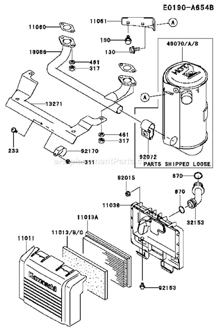 Page A Diagram and Parts List for FH430V BS14 Kawasaki Engine