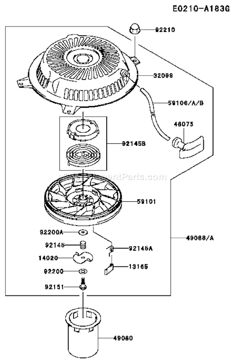 Page K Diagram and Parts List for FH430V BS14 Kawasaki Engine