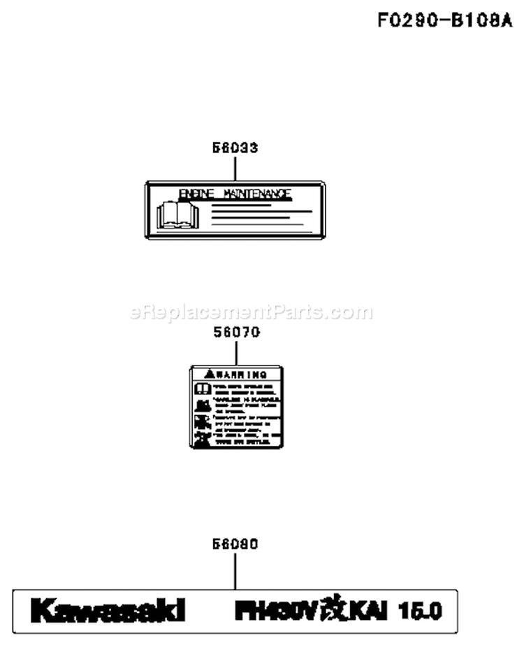 Page H Diagram and Parts List for FH430V AS23 Kawasaki Engine