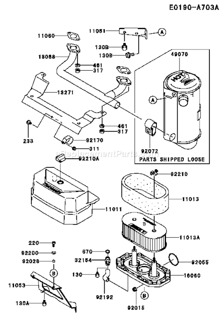 Page A Diagram and Parts List for FH381V BS21 Kawasaki Engine