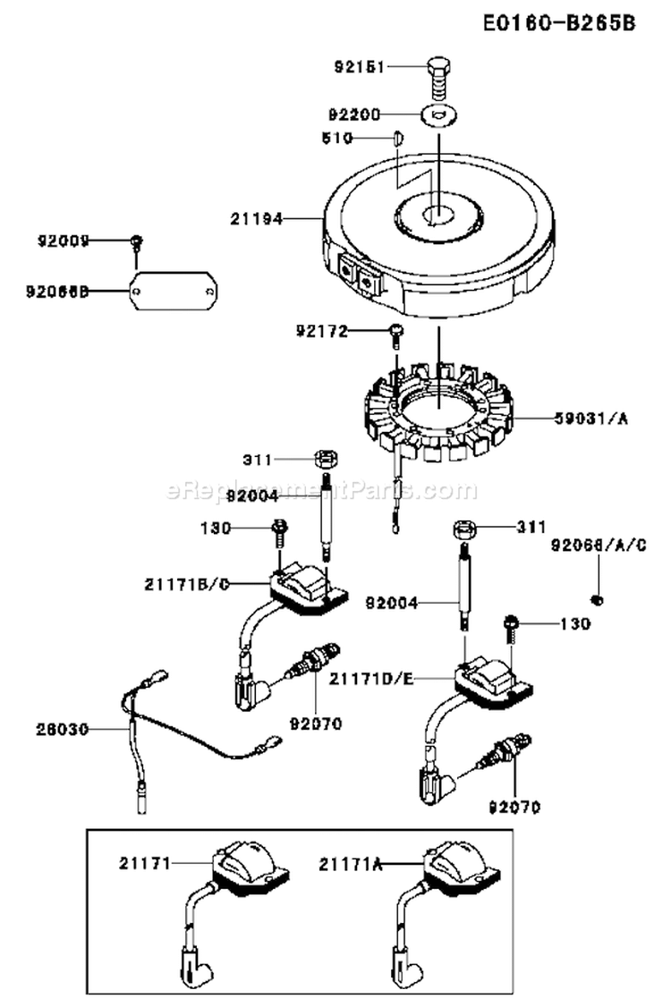 Page F Diagram and Parts List for FH430V AS35 Kawasaki Engine