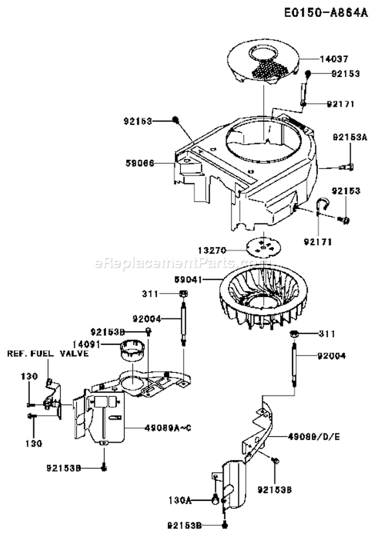 Page D Diagram and Parts List for FH430V AS36 Kawasaki Engine